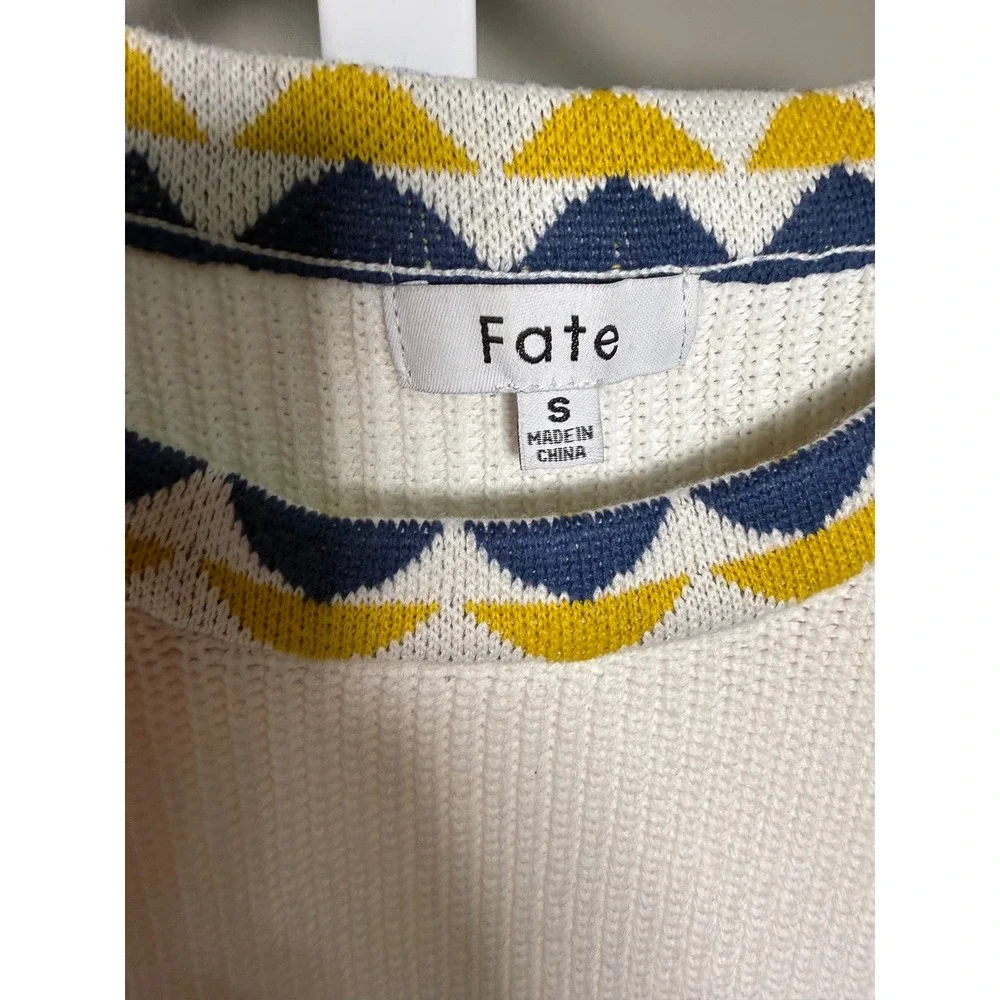 Fate Boho Patchwork Sleeve Knit Sweater S Indie Artsy Cottagecore  Patchwork - Picture 4 of 7